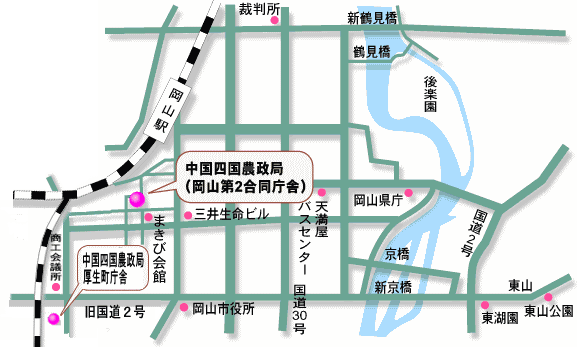 中国四国農政局案内図