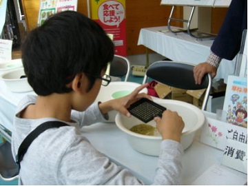 善通寺農商工夢フェスタ2015 「茶わん1杯お米何粒」体験