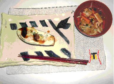 ナスベーコンチーズ焼き