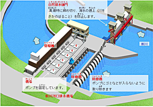 新川河口排水機場概要図