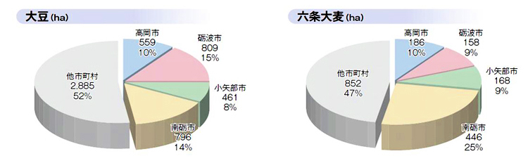 円グラフ（大豆＆六条大麦）