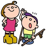 背比べをする子どものイラスト