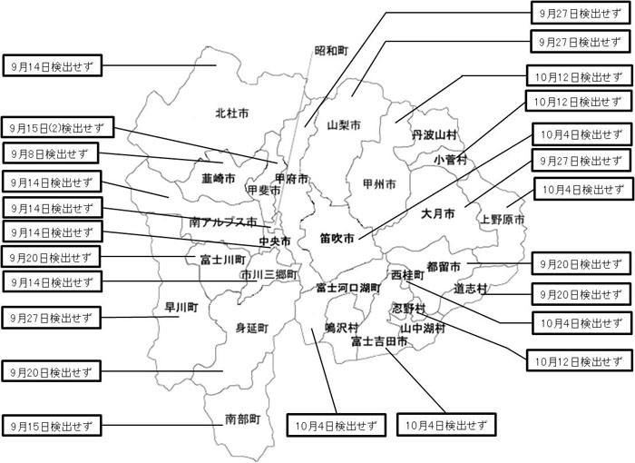 農産物に含まれる放射性セシウム濃度の検査結果（山梨県・米）