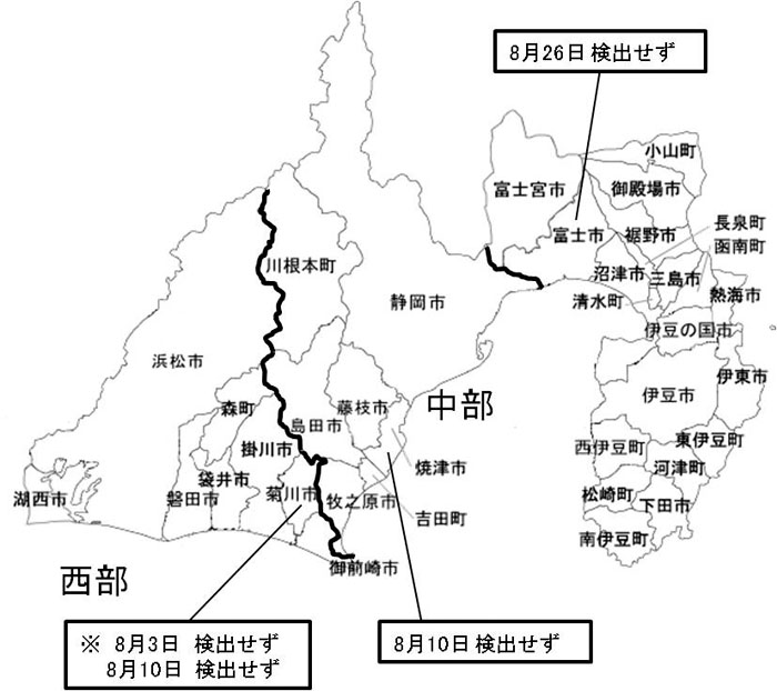 農産物に含まれる放射性セシウム濃度の検査結果（静岡県・米）