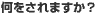何をされますか？