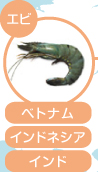 エビ:ベトナム、インドネシア、インド
