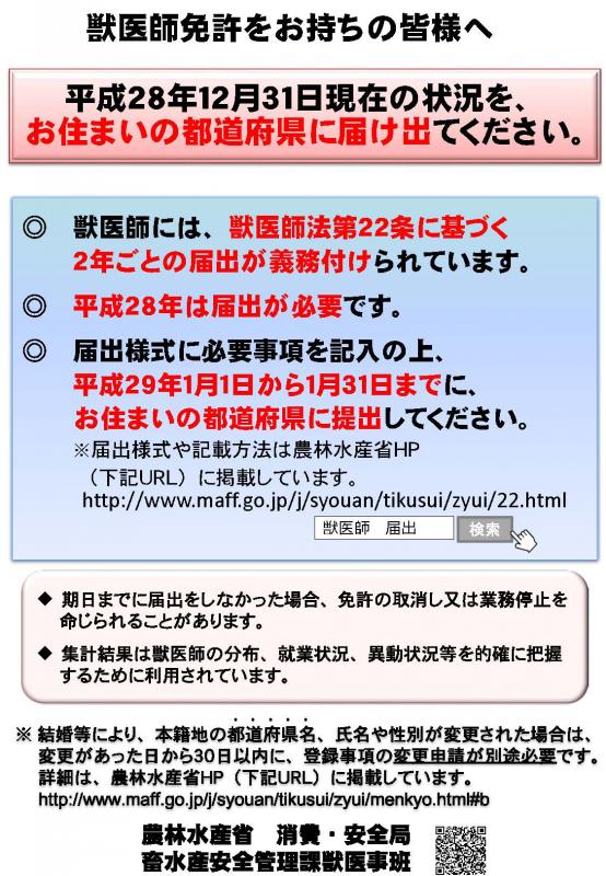 獣医師法第22条の届出書