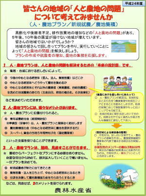 皆さんの地域の「人と農地の問題」について考えてみませんか（人・農地プラン関連施策パンフレット）