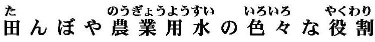 田んぼや農業用水の色々な役割