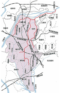 宮田用水の幹線水路網