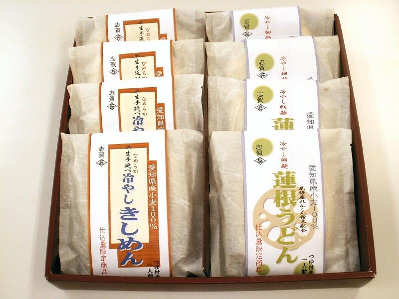 西尾製粉半生冷やしきしめん・蓮根うどん