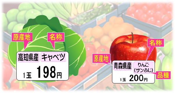 野菜・くだもの表示