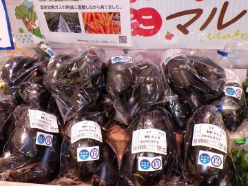 『みえるらべる』を貼付したなす