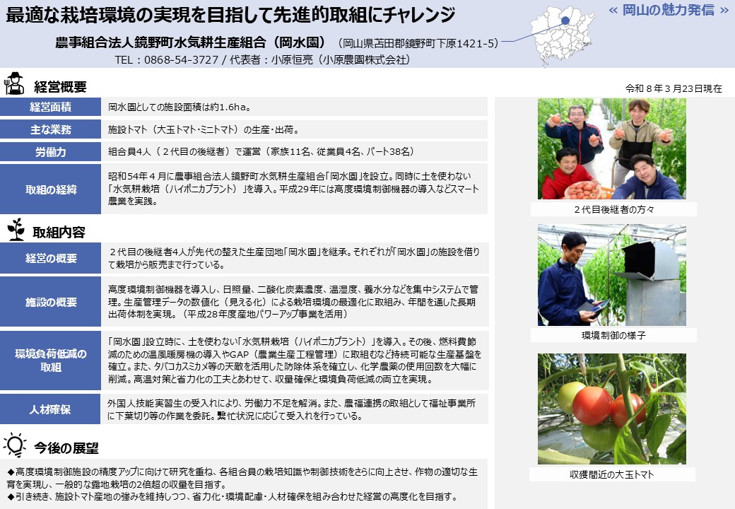 最適な栽培環境の実現を目指して先進的取組にチャレンジ