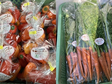 袋詰めされたミニパプリカとにんじん