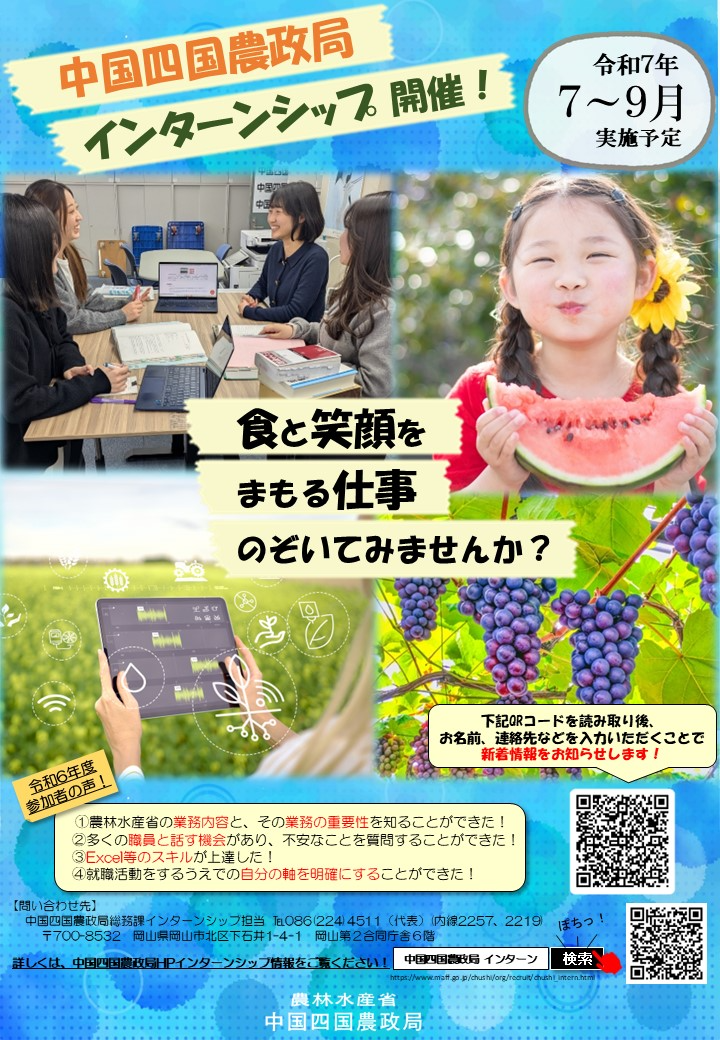 中国四国農政局インターンシップチラシ