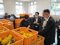 代表から出荷作業の説明を受ける農政局長（右