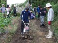 指導を受けながら耕うん作業