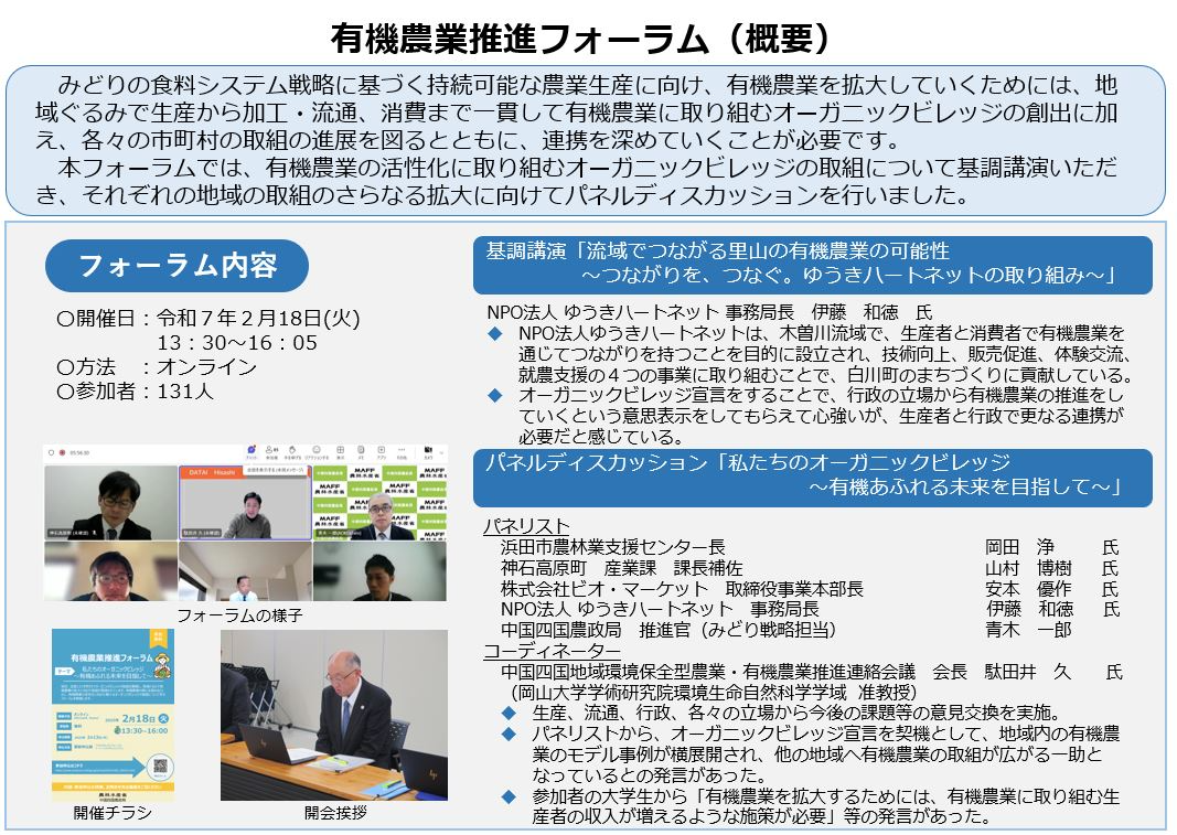 有機農業推進フォーラム開催概要