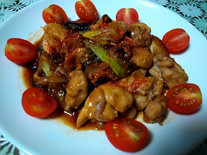 鳥取県産ねぎを使った焼き鳥風炒め