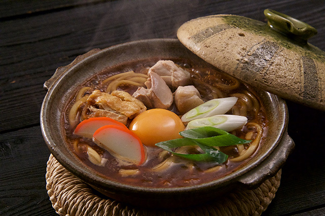 Miso-nikomi Udon (’Udon’ Thick Wheat Noodle Simmered with Miso )