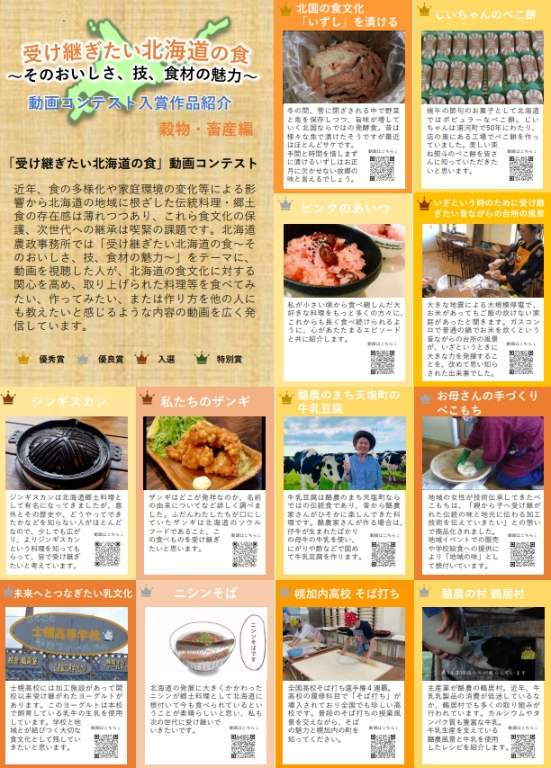 「受け継ぎたい北海道の食」動画コンテスト