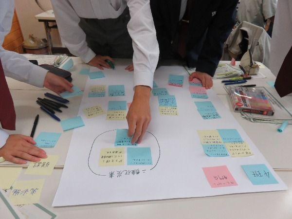 議論を交わしながらアイデアを出し合う生徒たち