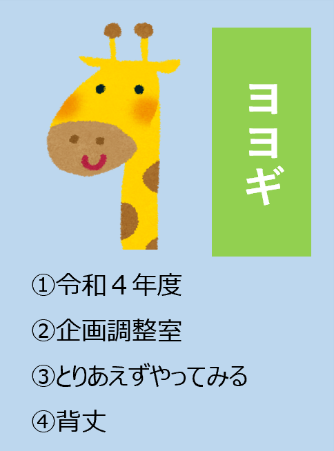ヨヨギ,1令和4年度,2企画調整室,3とりあえずやってみる,背丈