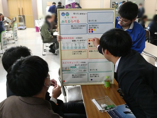 シールアンケートに答える参加者