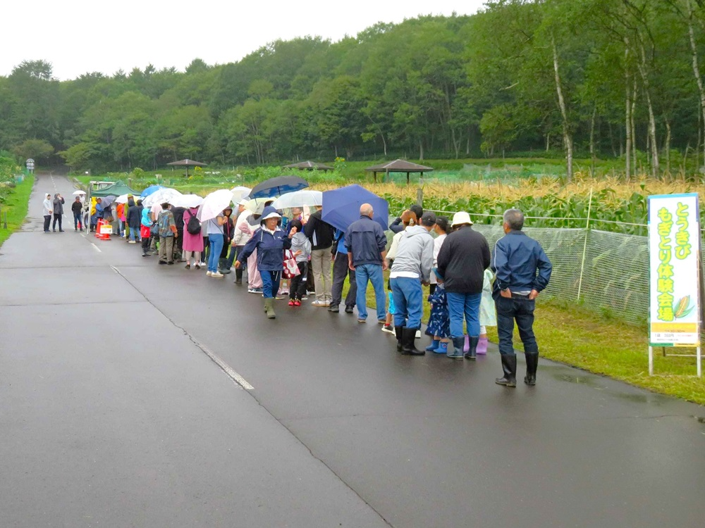 長蛇の列ができた「とうきび、もぎとり体験会」