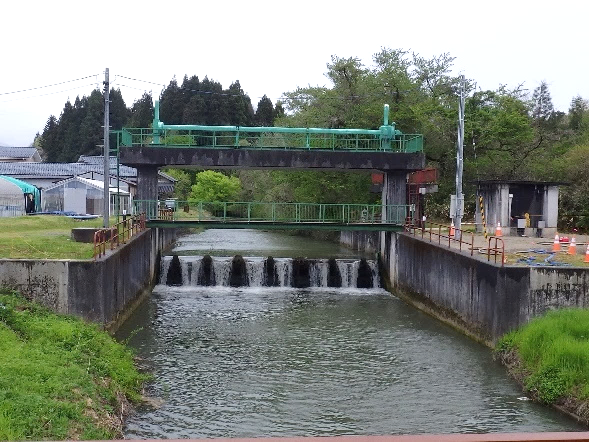 水管橋撤去後の松岡川新江頭首工