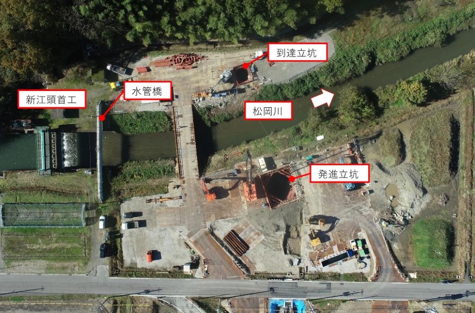 松岡川横断サイホン工事全景