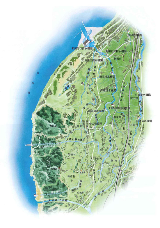  西蒲原地域鳥瞰図