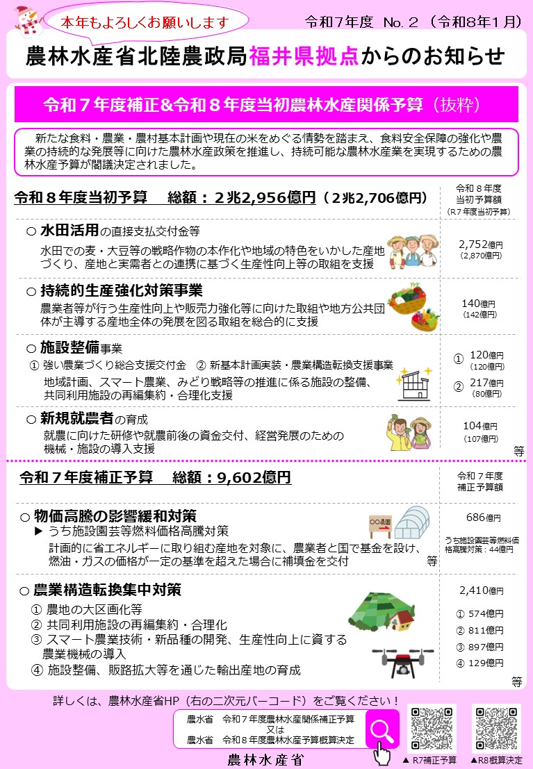 福井県拠点からのお知らせ（令和７年度No.2）