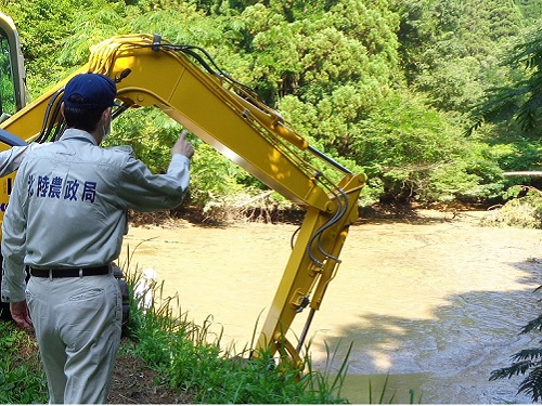 ため池の被災状況確認(南砺市)