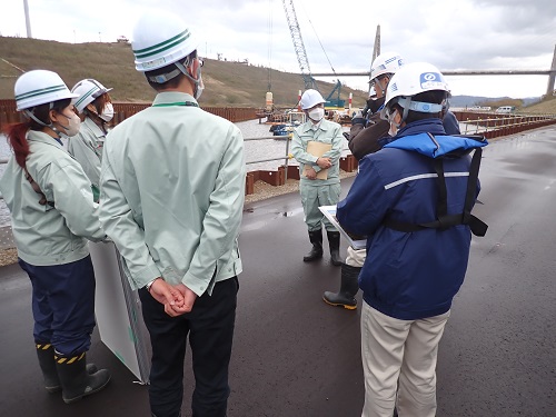 河北潟放水路防潮水門の施工状況視察