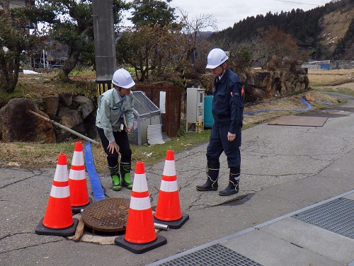 農業集落排水施設の被害(災害用ポンプによる汚水移送)(能登町 柳田中央地区)