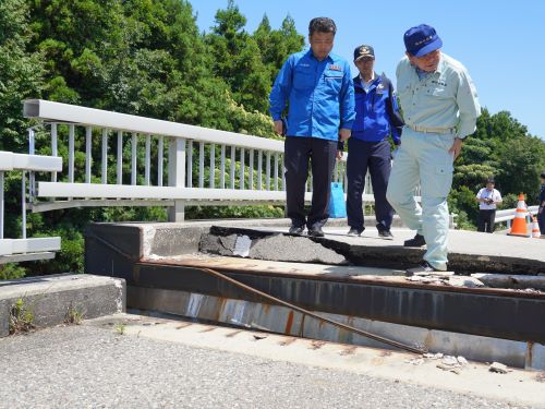中能登農道橋の被害状況確認(七尾市)
