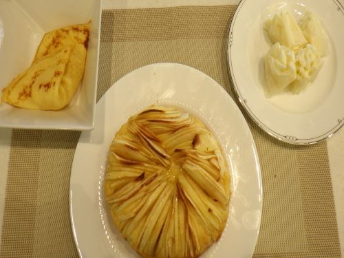 調理メニュー3品（りんごの米粉ケーキ、りんごの米粉クレープ、りんごの生春巻き）