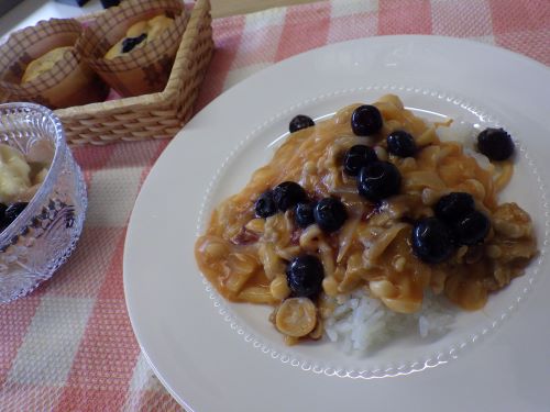 ブルーベリー風味の能登豚ストロガノフ風