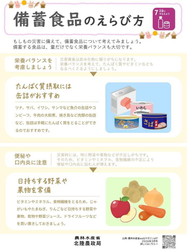 備蓄食品のえらび方