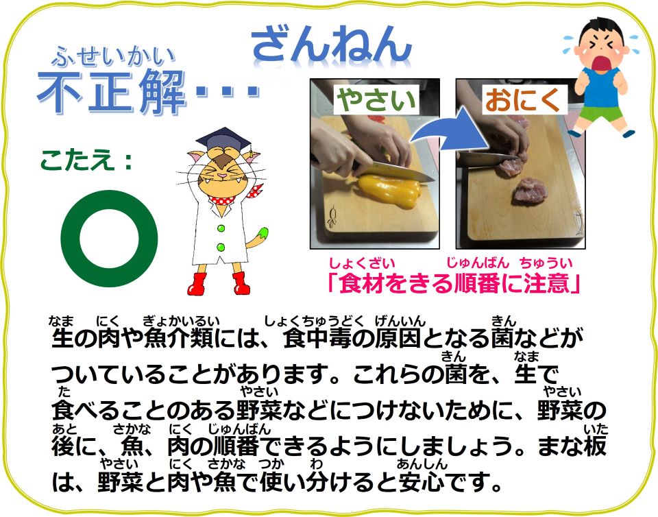 食品安全〇&times;クイズ　Q5　不正解