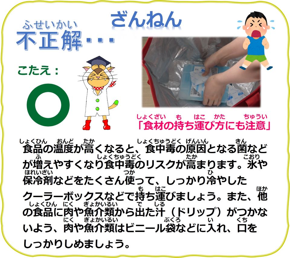 食品安全〇&times;クイズ　Q6　不正解