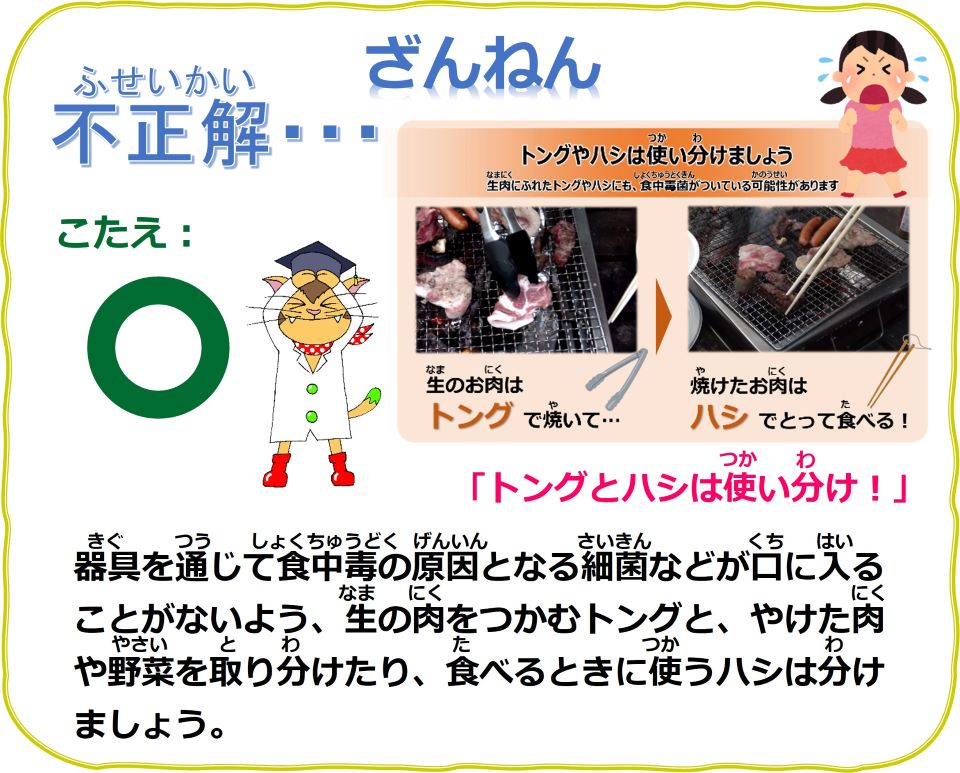 食品安全〇&times;クイズ　Q8　不正解
