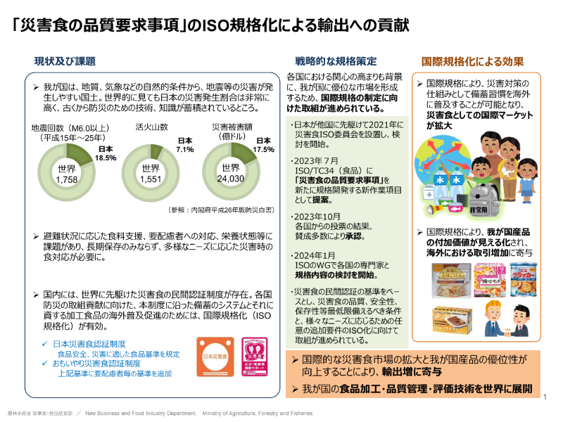 災害食の品質要求事項のISO化についての概要