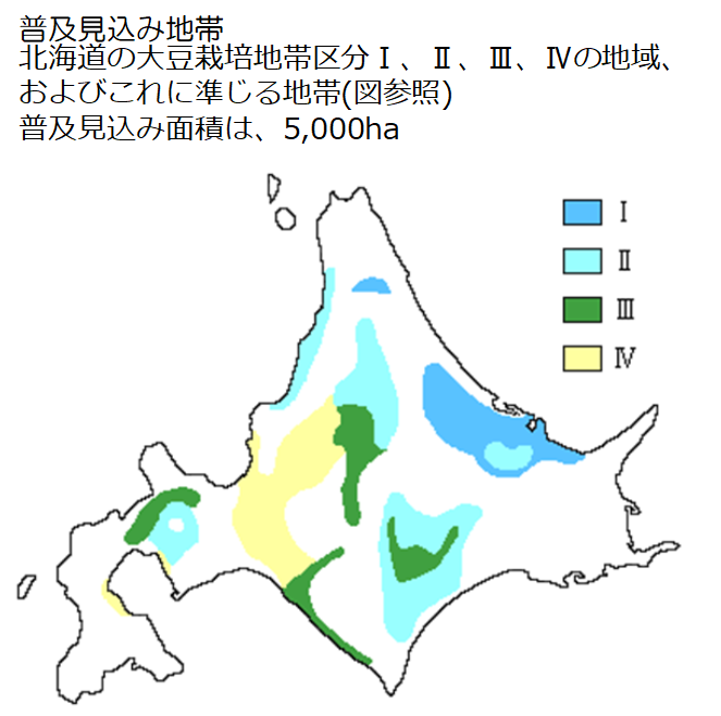 とよまどかの普及見込み面積の地図