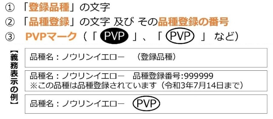 登録品種の表示