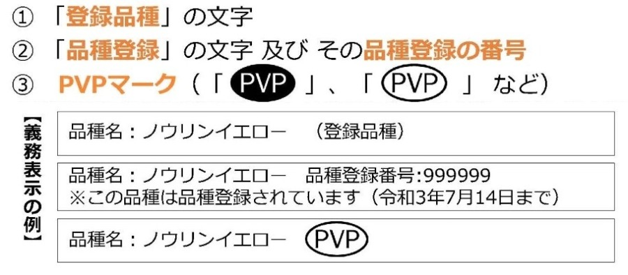 登録品種の表示