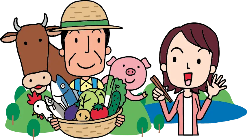 農家と消費者のイラスト