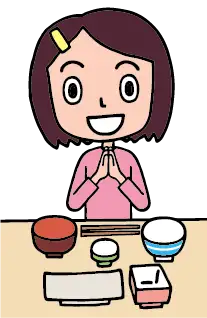 ごちそうさまをする女の子